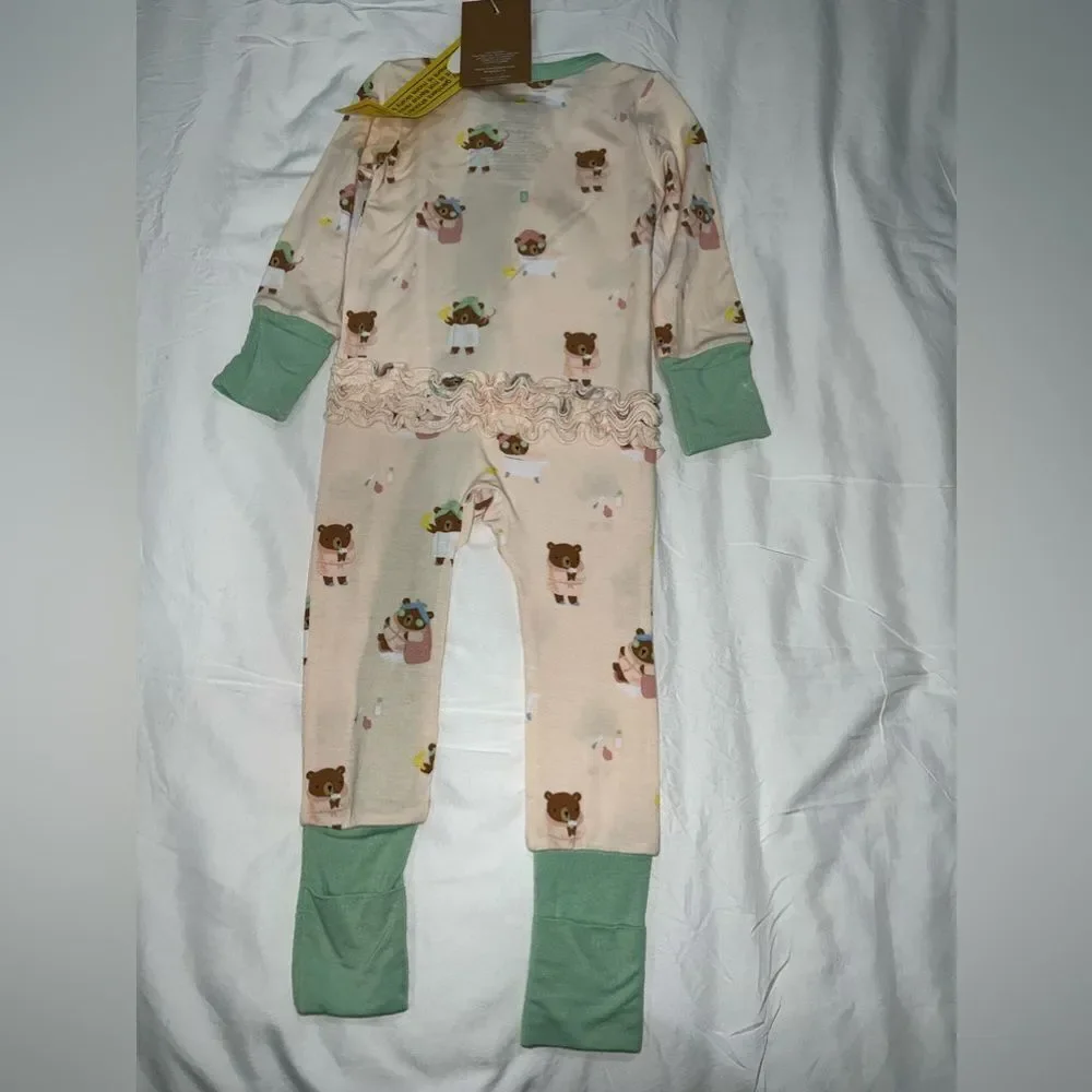 NWT ANGEL DEAR RUFFLE ROMPER SPA DAY 3/6M